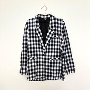 vtg gingham blazer - chad Stevens 14 black white picnic plaid euc